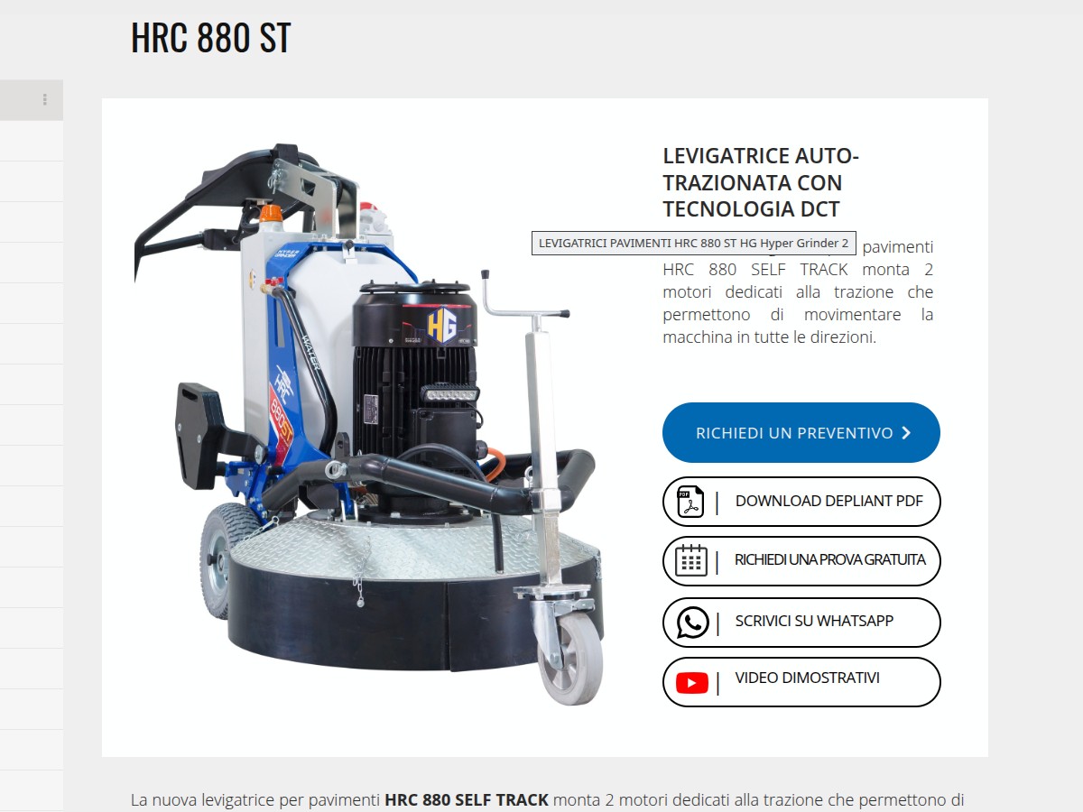 Levigatrice professionale per pavimenti Hyper Grinder HRC ST: autonomia precisione e produttività
